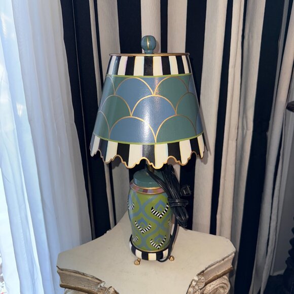 New MACKENZIE CHILDS MADRAS Table Lamp Sold Out HTF Rare No Box Courtly Stripes - Picture 5 of 16